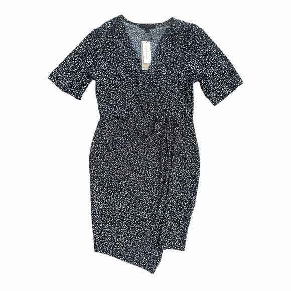 NWT Banana Republic Blue Print Knotted Faux Wrap Dress , sz Petite Small - Picture 3 of 8